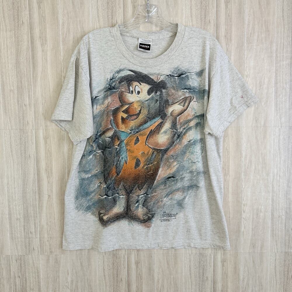 Vintage 1994 Fred Flintstone Shirt Men’s Large Double Sided Graphic Tultex